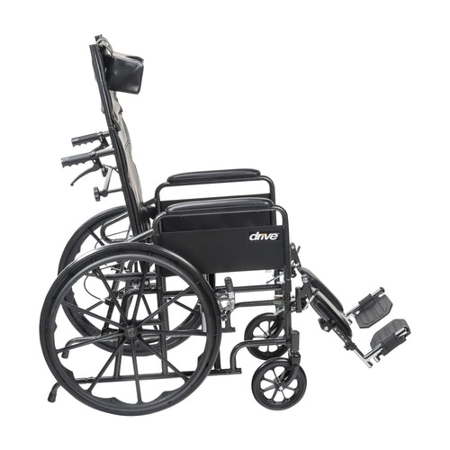 Drive Medical SSP18RBDFAV Silver Sport Full-Reclining Wheelchair, Full Arms, 18" Seat